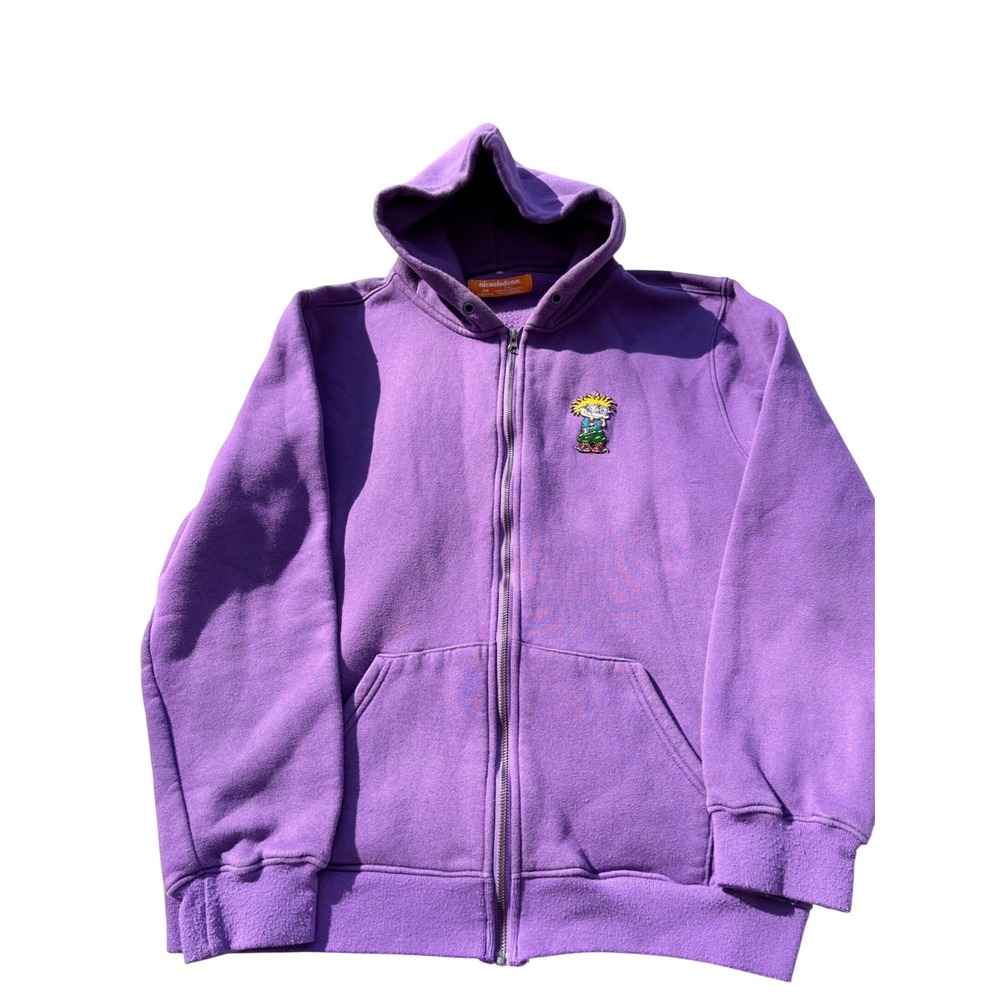 Nickelodeon Rugrats Chuckie Finster Purple Zip Up‎ Hoodie Sweatshirt XXL 2021